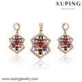 64215 Xuping fashion jewellery designs pictures delicate colorful gold jewelry set for party